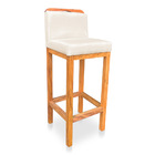 Kit 02 Banquetas Alta Rubi Veludo Bege Base Fixa De Madeira -