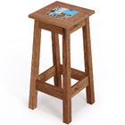 Kit 02 Banquetas Altas De Madeira Maciça Pinus Com Cerâmica V