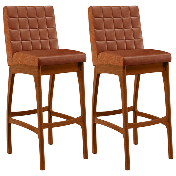 Kit 02 Banquetas Altas Para Cozinha Sala De Jantar Fixa Mila