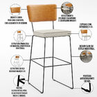 Kit 02 Banquetas Altas Sala De Jantar Fixa Allana L02 Couríss