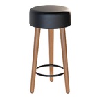 Kit 02 Banquetas Baixa Cozinha Paris Estofada D-33 Pés De Mad