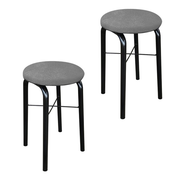 Kit 02 Banquetas Baixa Manu Suede D'rossi - Grafite