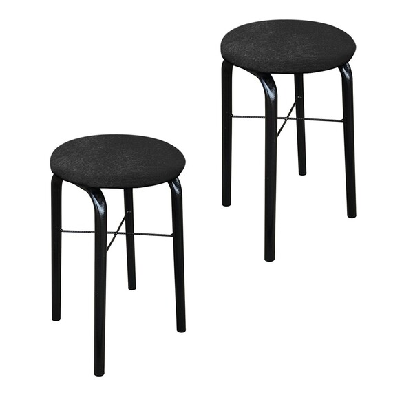 Kit 02 Banquetas Baixa Manu Suede D'rossi - Preto