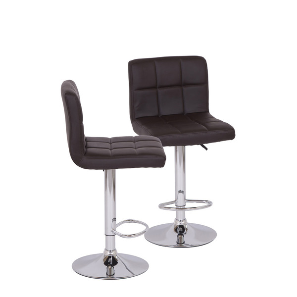 Kit 02 Banquetas Boxbit Confort Madeira Estofada Café Cromada