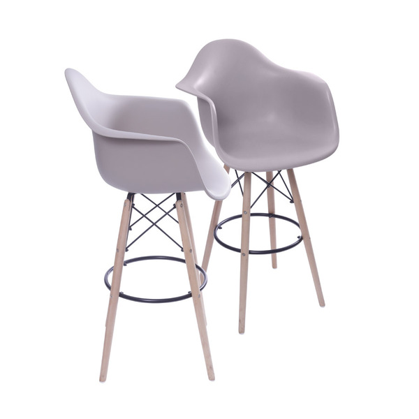 Kit 02 Banquetas Boxbit Dkr Pp Com Braço Fendi Base Madeira