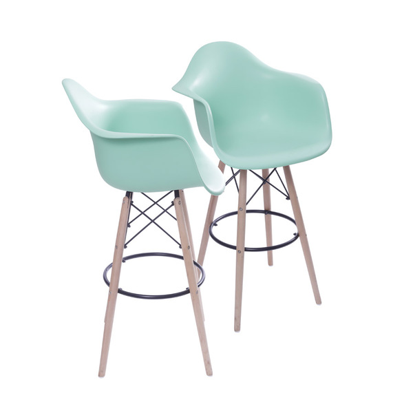 Kit 02 Banquetas Boxbit Dkr Pp Com Braço Tiffany Base Madeira