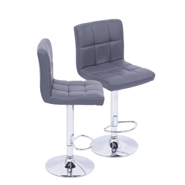 Kit 02 Banquetas Boxbit Gomos Confort Estofada Cinza Base Cro