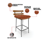 Kit 02 Banquetas Costela Corano Base Metálica Preto M11 - D'r