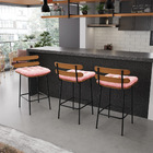 Kit 02 Banquetas Costela Suede Base Metálica Preto J01 - D'ro