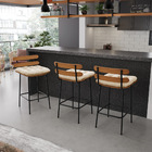 Kit 02 Banquetas Costela Suede Bege Base Metálica Preto - D'r