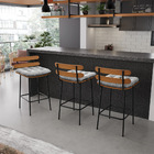 Kit 02 Banquetas Costela Suede Cinza Base Metálica Preto - D'