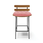 Kit 02 Banquetas Costela Suede Rosê Base Metálica Preto M11 -