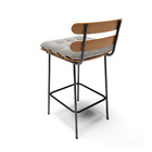 Kit 02 Banquetas Costela Veludo Base Metálica Preto J01 - D'r