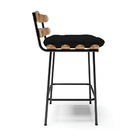 Kit 02 Banquetas Costela Veludo Luxo Base Metálica Preto - D'