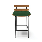 Kit 02 Banquetas Costela Veludo Verde Base Metálica Preto - D