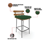Kit 02 Banquetas Costela Veludo Verde Base Metálica Preto - D