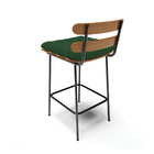 Kit 02 Banquetas Costela Veludo Verde Base Metálica Preto - D