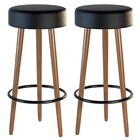 Kit 02 Banquetas Cozinha Londres Estofada D-33 Com Pés De Mad