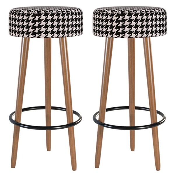 Kit 02 Banquetas Cozinha Londres Estofada D-33 Com Pés De Mad