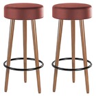 Kit 02 Banquetas Cozinha Londres Estofada D-33 Com Pés De Mad