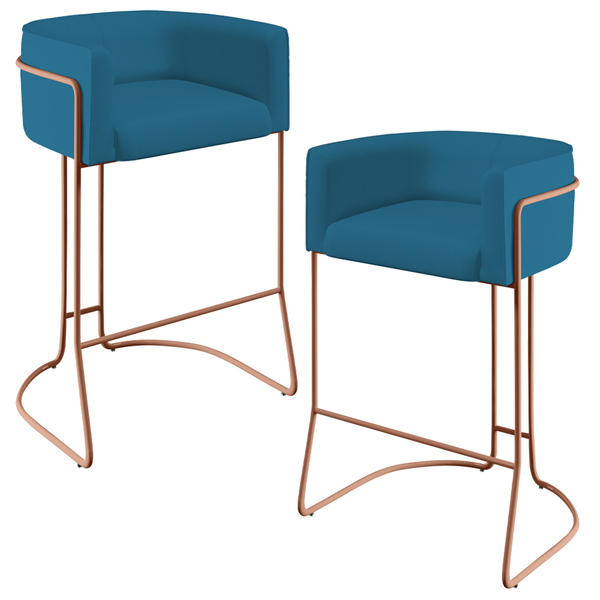 Kit 02 Banquetas Decorativa Fixa Base De Aço Cobre Betina D02