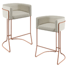 Kit 02 Banquetas Decorativa Fixa Base De Aço Cobre Betina D02