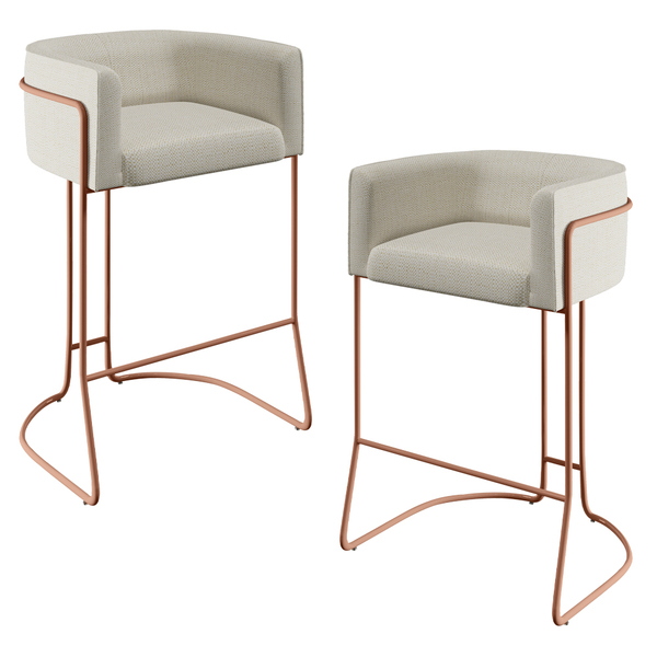 Kit 02 Banquetas Decorativa Fixa Base De Aço Cobre Betina D02