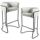 Kit 02 Banquetas Decorativa Fixa Base De Aço Preto Betina D02