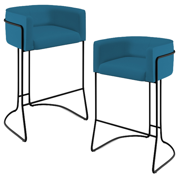 Kit 02 Banquetas Decorativa Fixa Base De Aço Preto Betina D02