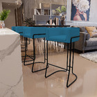 Kit 02 Banquetas Decorativa Fixa Base De Aço Preto Betina D02