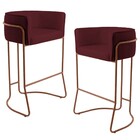 Kit 02 Banquetas Decorativas Fixa Base De Aço Cobre Betina D0