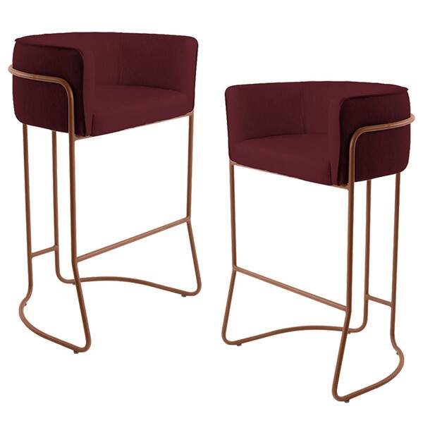 Kit 02 Banquetas Decorativas Fixa Base De Aço Cobre Betina D0