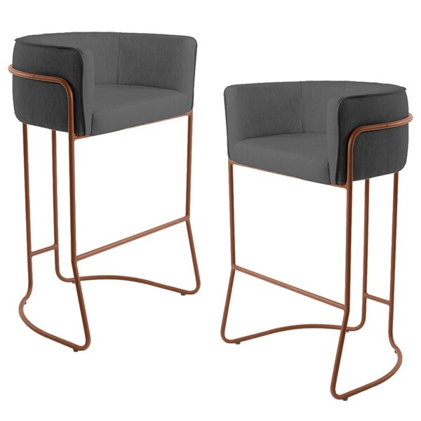 Kit 02 Banquetas Decorativas Fixa Base De Aço Cobre Betina D0