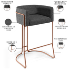 Kit 02 Banquetas Decorativas Fixa Base De Aço Cobre Betina D0