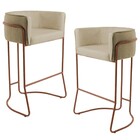 Kit 02 Banquetas Decorativas Fixa Base De Aço Cobre Betina D0