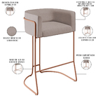 Kit 02 Banquetas Decorativas Fixa Base De Aço Cobre Betina D0