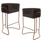 Kit 02 Banquetas Decorativas Fixa Base De Aço Cobre Betina D0