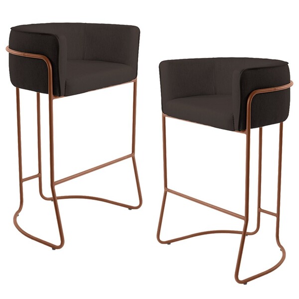 Kit 02 Banquetas Decorativas Fixa Base De Aço Cobre Betina D0