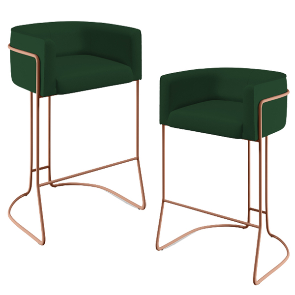 Kit 02 Banquetas Decorativas Fixa Base De Aço Cobre Betina D0