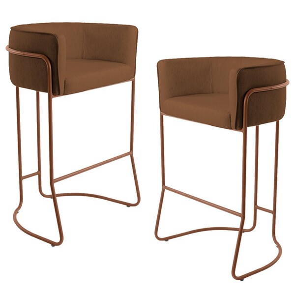 Kit 02 Banquetas Decorativas Fixa Base De Aço Cobre Betina D0