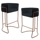 Kit 02 Banquetas Decorativas Fixa Base De Aço Cobre Betina D0