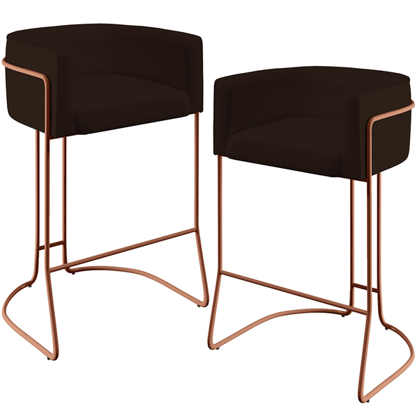 Kit 02 Banquetas Decorativas Fixa Base De Aço Cobre Betina D0