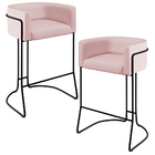 Kit 02 Banquetas Decorativas Fixa Base De Aço Preto Betina D0