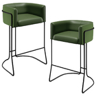 Kit 02 Banquetas Decorativas Fixa Base De Aço Preto Betina D0