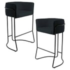 Kit 02 Banquetas Decorativas Fixa Base De Aço Preto Betina D0