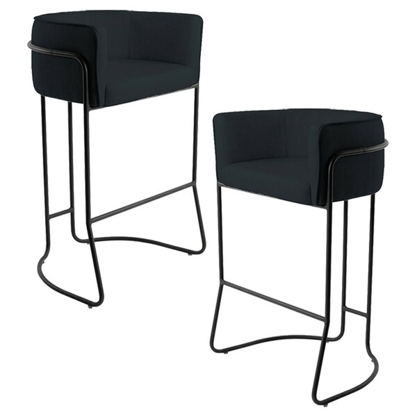 Kit 02 Banquetas Decorativas Fixa Base De Aço Preto Betina D0