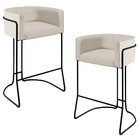 Kit 02 Banquetas Decorativas Fixas Base De Aço Preto Betina D