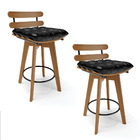 Kit 02 Banquetas Giratória Costela Corano Base Madeira Ma70 J