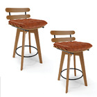 Kit 02 Banquetas Giratória Costela Corano Base Madeira Ma70 J