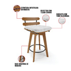 Kit 02 Banquetas Giratória Costela Corano Base Madeira Ma70 J